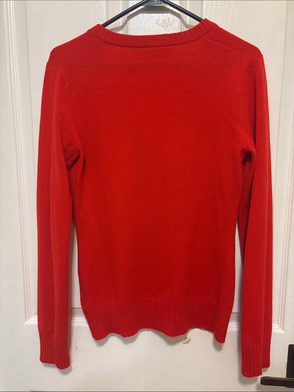 Tory Burch Bright Red V-Neck Knit Sweater Sz Small - Picture 5 of 6